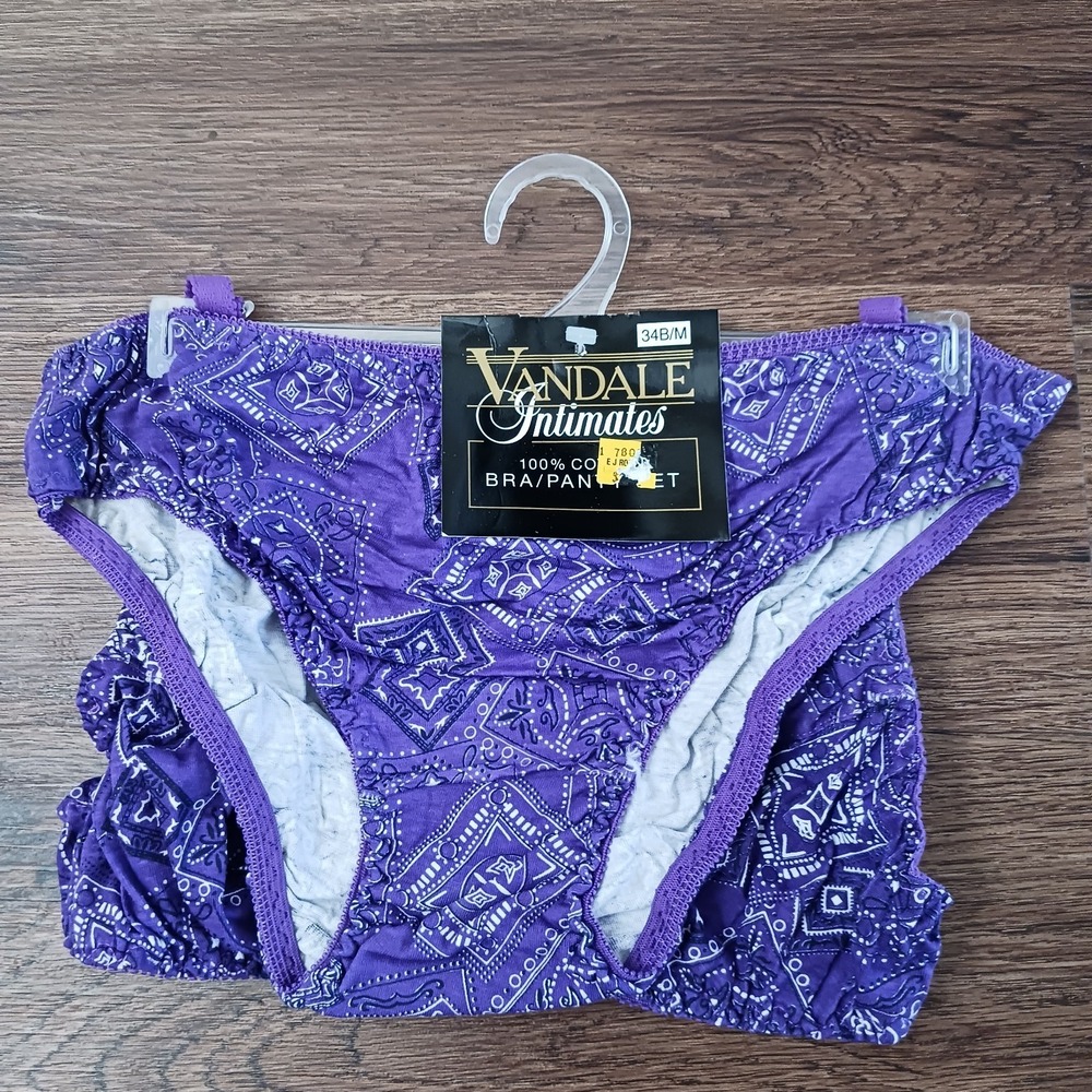 Vintage Van Dale 34B Bra Panty Set New‎ Purple